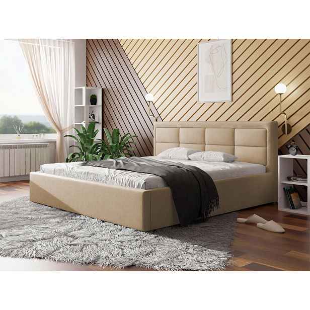 Manželská postel s roštem 180x200 PALIGEN 2 - béžová