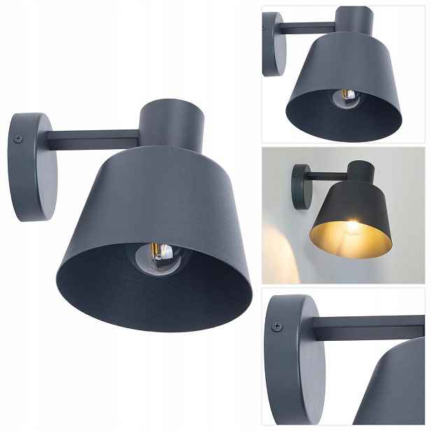 Šedá nástěnná lampa Dunka s zlatým leskem nad zrcadlem v koupelně Sigma Lighting