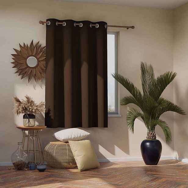Zatemňovací závěs AmeliaHome Eyelets Dark Brown, 140x245 cm, 1 ks