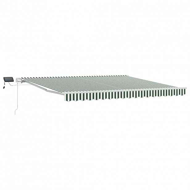 vidaXL Stahovací markýza Zelená a bílá 400 × 300 cm Látka a hliník