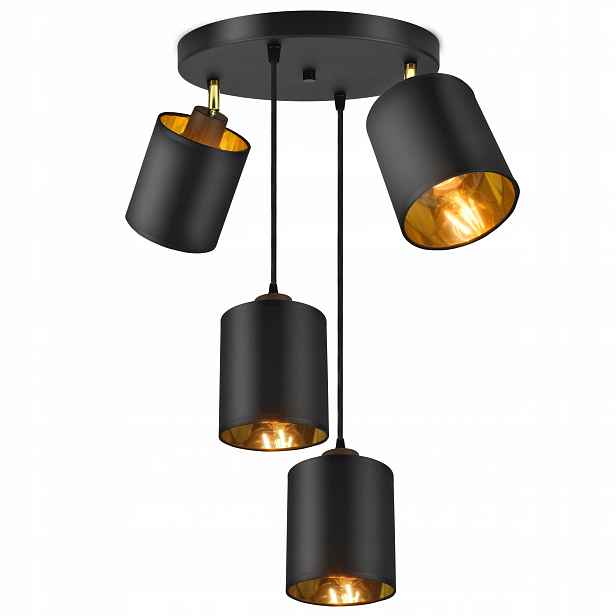 Lampa Stropní Svítidlo Pohyblivý lustr Stínidla Černá Zlatá