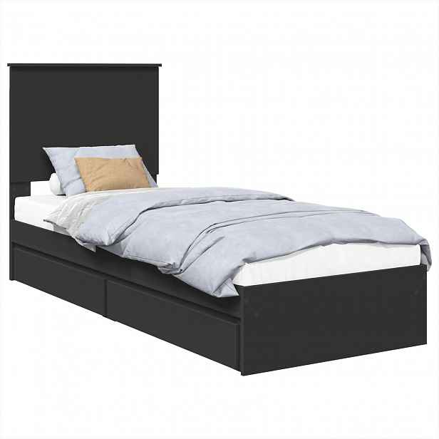 vidaXL Postel s úložným prostorem Černá 75 x 190 cm Kompozitní dřevo