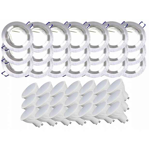 21 x Aluminiová Lampa Objímka Inox Bodové Osvětlení Led Žárovky 3W