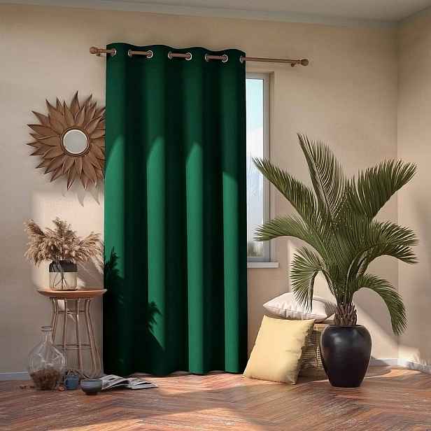 Zatemňovací závěs AmeliaHome Eyelets Dark Green, 140x245 cm, 1 ks