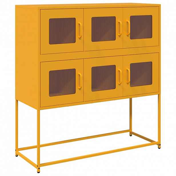 vidaXL Příborník žlutý 100,5 x 39 x 107 cm ocel válcovaná za studena