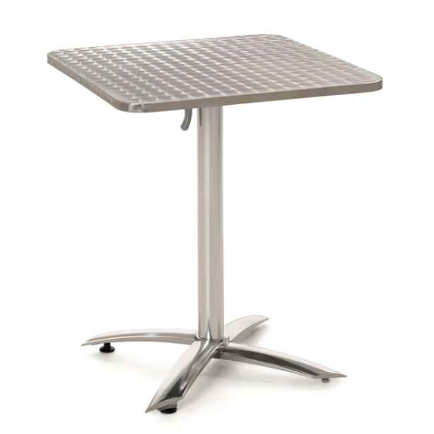 Zahradní skládací stůl čtvercový 60 x 60 cm výška 72 cm deska Polystone/nerezová ocel rám hliník stříbrný D95737
