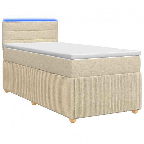vidaXL Postel boxspring s matrací s čelo Krémová 80 x 200 cm Textil