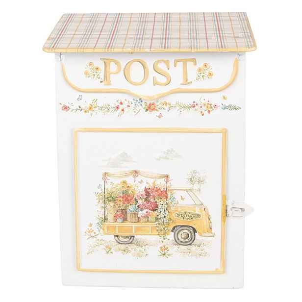 Bílá kovová poštovní schránka The Flower Truck - 23*12*32 cm Clayre & Eef