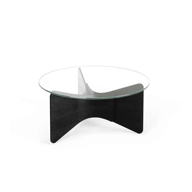 Černý kulatý konferenční stolek se skleněnou deskou 87x87 cm Madera – Umbra