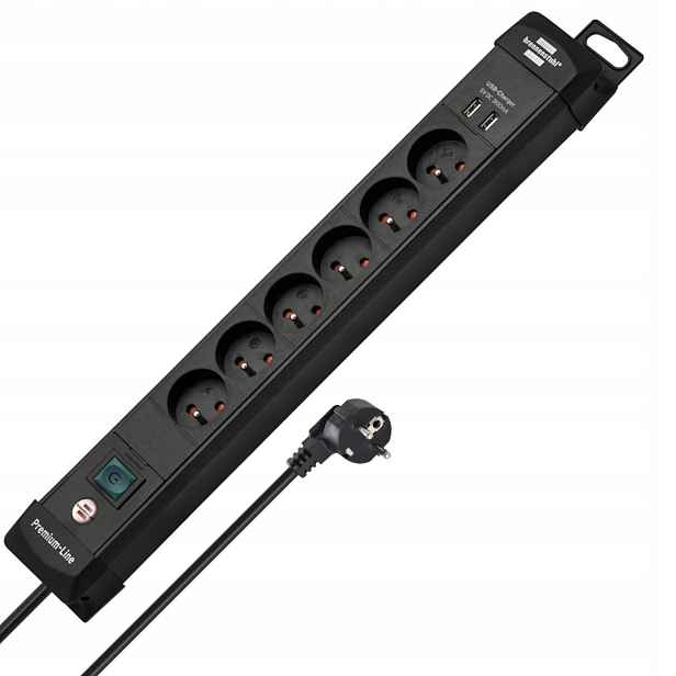 Lišta 6 zásuvek 2x Usb 3 m Vypínač Germany Brennenstuhl Premium-Line