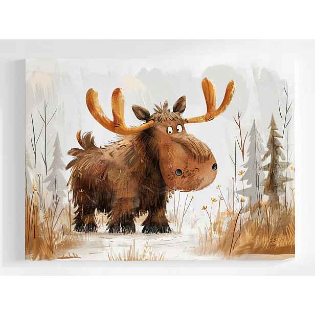 Obraz Na Plátně Canvas Hnědý Kudrnatý Los Sob Zvířátko Les 80x60