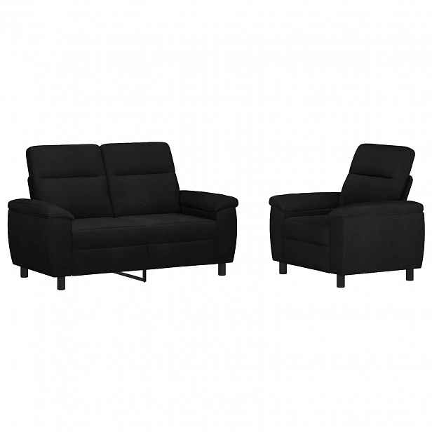 vidaXL Set pohovek 2 pcs Černá Textil