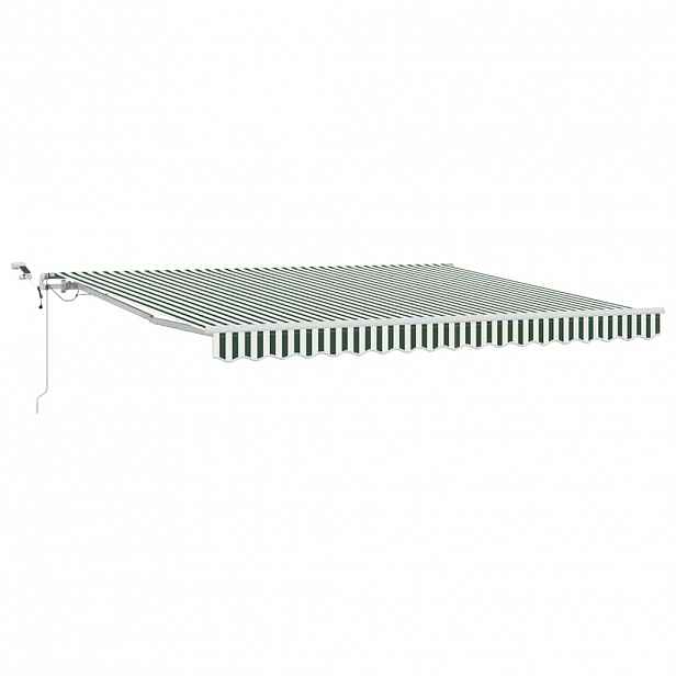 vidaXL Stahovací markýza Zelená a bílá 400 × 300 cm Polyester