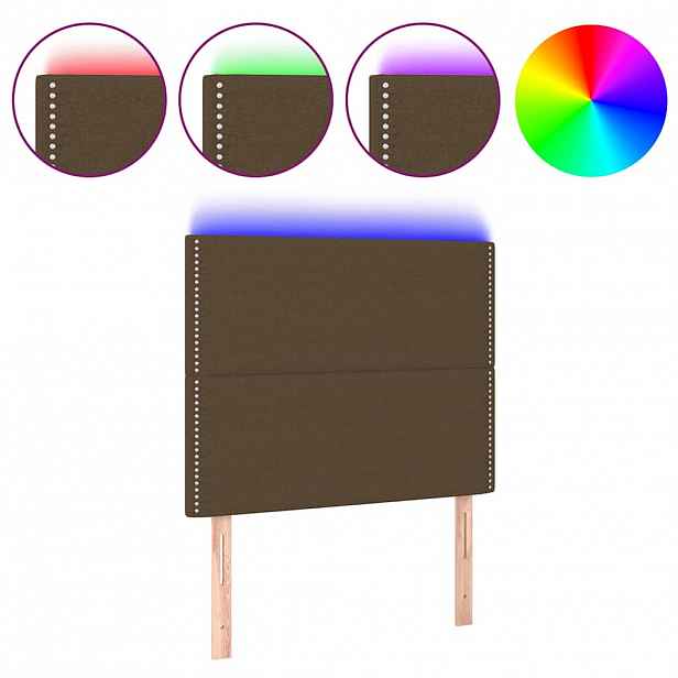 vidaXL Čelo postele s LED tmavě hnědé 90x5x118/128 cm textil