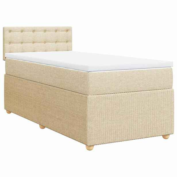 vidaXL Box spring postel s matrací krémová 90x200 cm textil