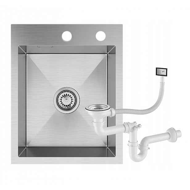Jednokomorový Kuchyňský Ocelový Dřez Inox Dřez Sifon BARI40