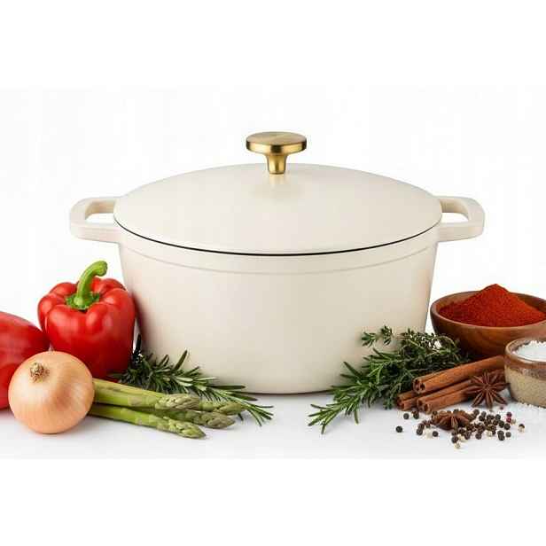 Železná smaltovaná krémová Husička do Trouby Starke Pro 5L 25x12 cm