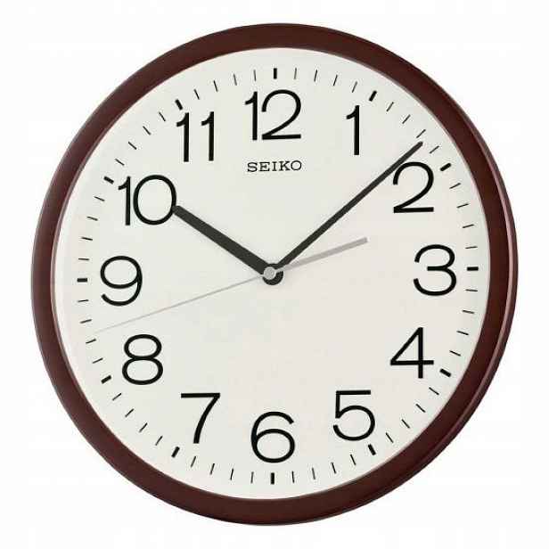 Čitelný Klasický Hnědý Kulatý Japonský Tichý Hodinový Stroj Seiko QXA847B 31 cm