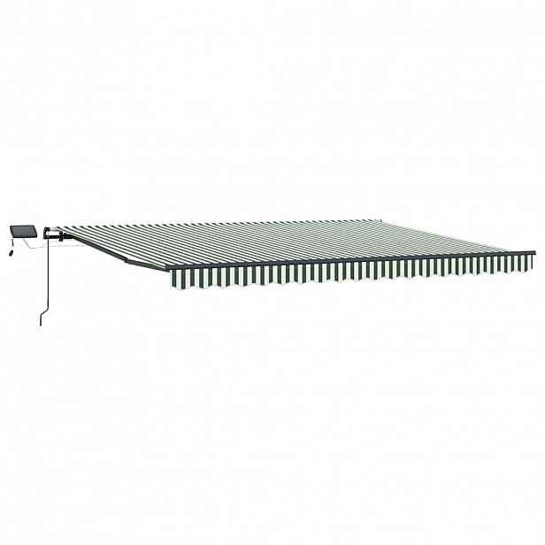 vidaXL Stahovací markýza Zelená a bílá 400 × 300 cm Látka a hliník