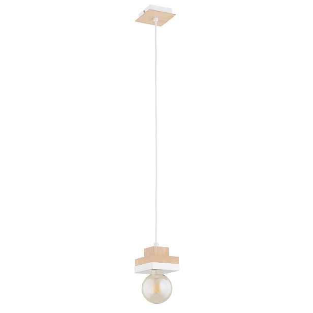 Alfa Závěsná lampa Miko bílo-dřevěná 1xE27 IP20 90 cm 15 W