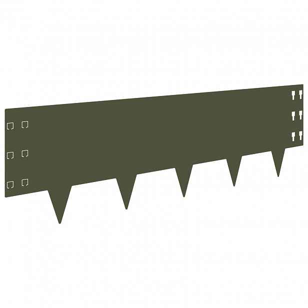 vidaXL Okraj trávníku 30 ks 100 x 30 cm Ocel Olivově zelená