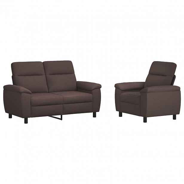 vidaXL Set pohovek 2 pcs Tmavě hnědá Textil
