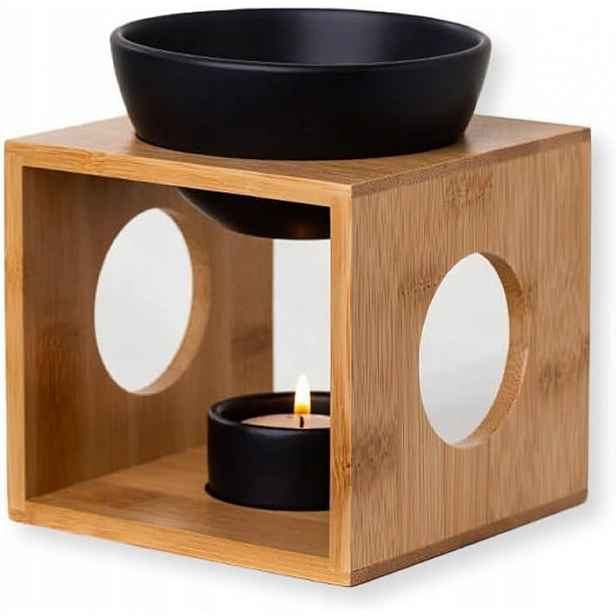 Aroma lampa na podgrzewacze z bambusu a keramiky, na oleje a vosk