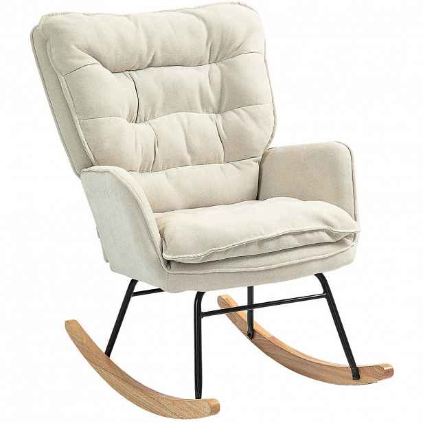 Redom HOUPACÍ křeslo 71/98,5/97 cm s područkami a žinylkovým potahem, ergonomická opěrka zad, Béžová