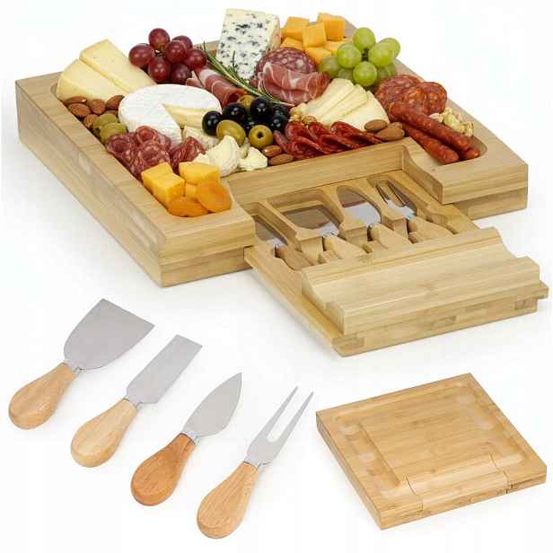 Servírovací Prkénko Na Krájení Sýrů A Svačin Uzenin Bambus Patera 33x33 cm