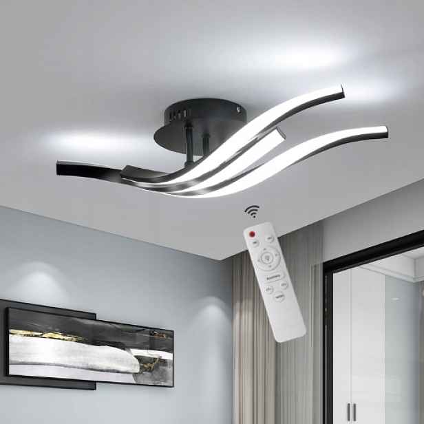 stropní svítidlo Led Stropní Svítidlo Černá Moderní Lustr 24W Do Obývacího Pokoje S Dálkový Ovladač