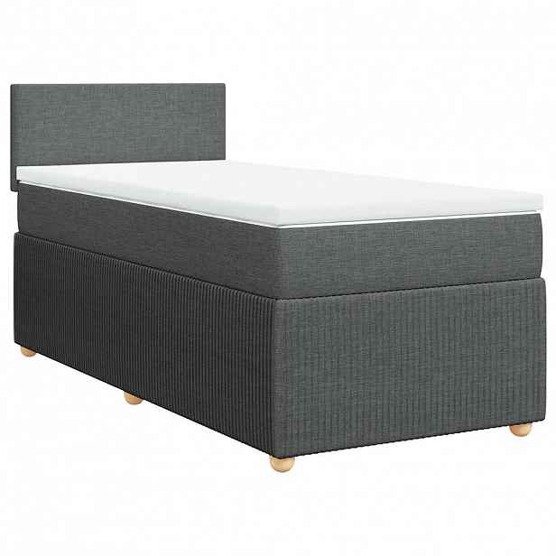 vidaXL Box spring postel s matrací tmavě šedá 100 x 200 cm textil