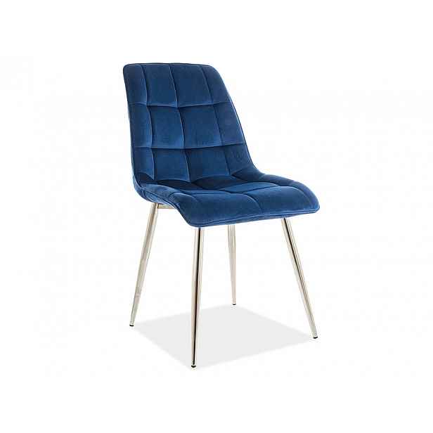 Jídelní židle CHIC VELVET stříbrná Signal Modrá