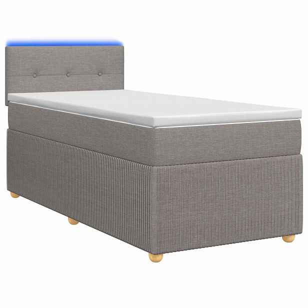 vidaXL Postel boxspring s matrací s LED pásky Taupe 80 x 200 cm Textil