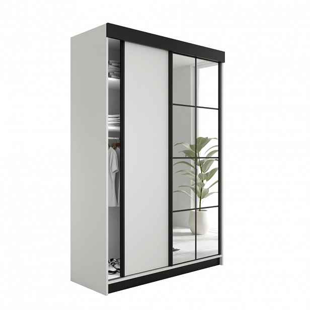 Kier Furniture POSUVNÁ ŠATNÍ SKŘÍŇ LAMARO - 138x205x59 - Bílá