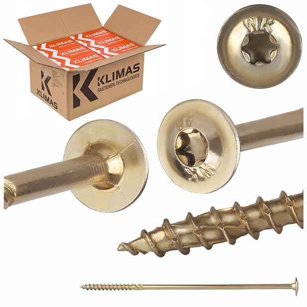 Tesařské vruty Torx 10x300 mm 200 ks talířové na dřevo Klimas Wkcp