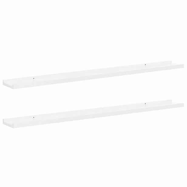 vidaXL Nástěnné police 2 ks bílé s vysokým leskem 100 x 9 x 3 cm