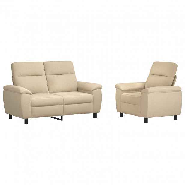 vidaXL Set pohovek 2 pcs Krémová Textil