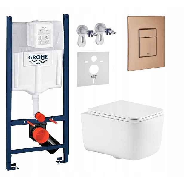 Wc sada Grohe Rapid s mísou Alba S, tlačítko, kartáčovaná měď