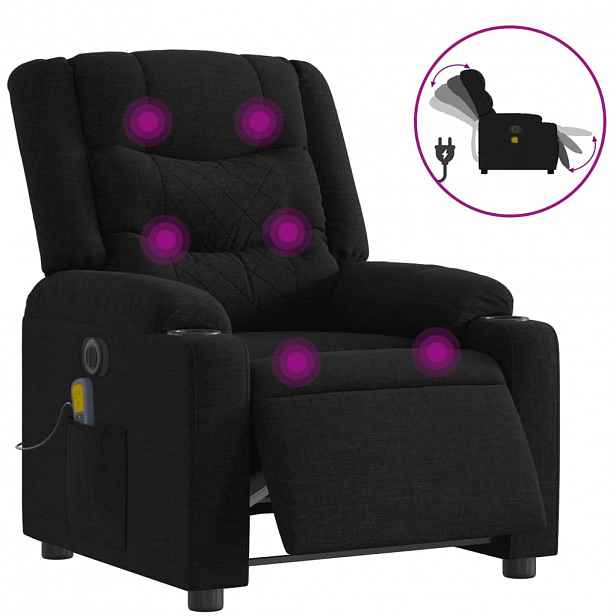 vidaXL Elektrické masážní polohovací křeslo černé textil