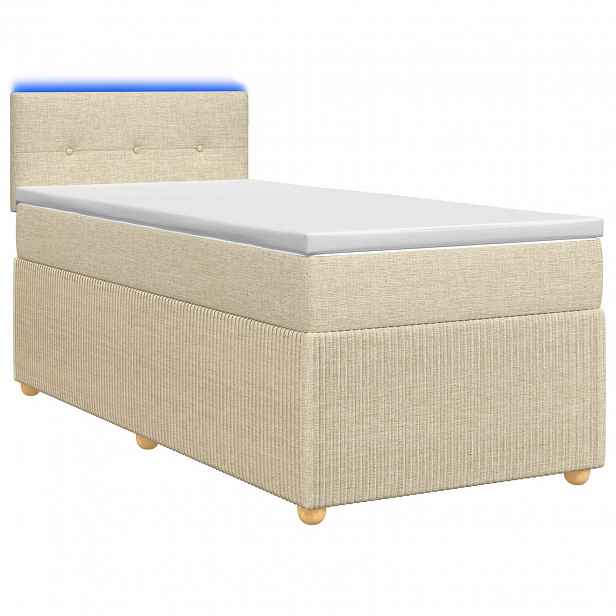 vidaXL Postel boxspring s matrací s čelo Krémová 80 x 200 cm Textil