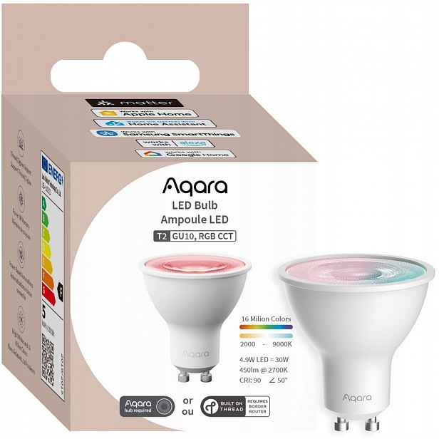 Aqara Led žárovka T2 Rgb Cct GU10 Thread Zigbee Bluetooth 450lm 4,9W