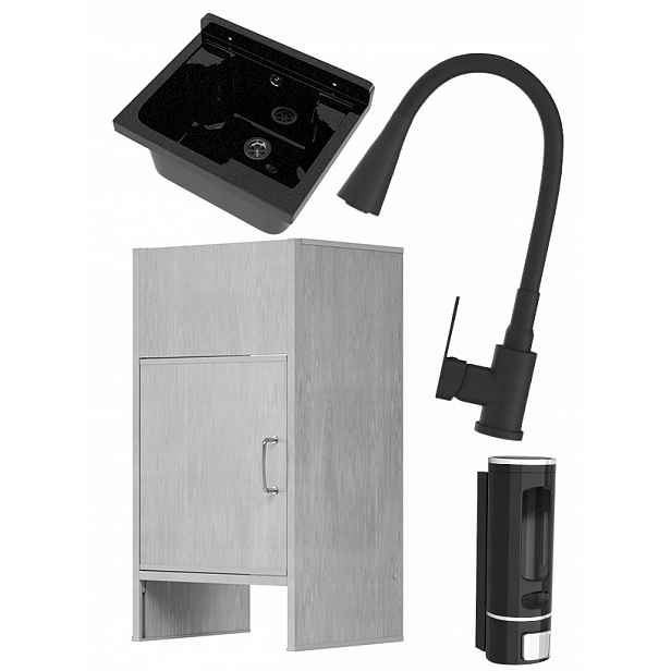 Dřez technický dřez, černá komora, Loma, skříňka z Pvc, baterie, dávkovač