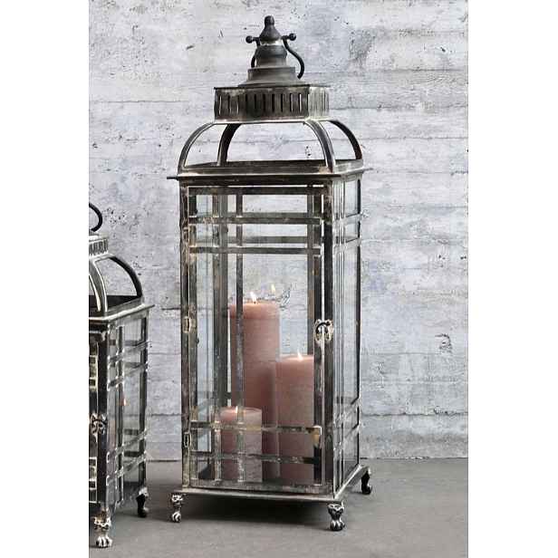 Granitová antik kovová lucerna na nožičkách Viré s patinou - 33*33*100cm Chic Antique