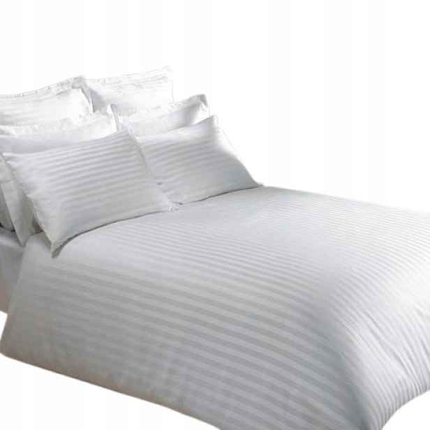 Hotelová přikrývka damašek 220x200 bílá, bavlněné pruhy, 1 cm na zip