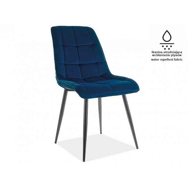 Jídelní židle CHIC VELVET MATT černá Signal Modrá