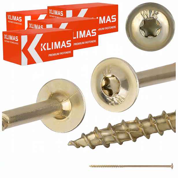 Tesařské vruty Torx 6x200 mm 400 ks talířové na dřevo Klimas Wkcp