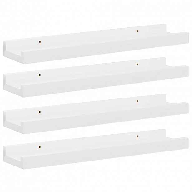 vidaXL Nástěnné police 4 ks bílé s vysokým leskem 40 x 9 x 3 cm