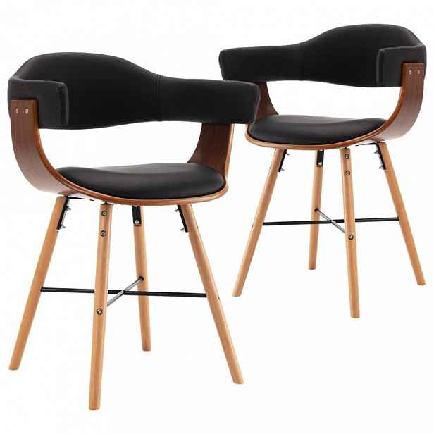 Jídelní židle 2 ks ohýbané dřevo / umělá kůže Černá