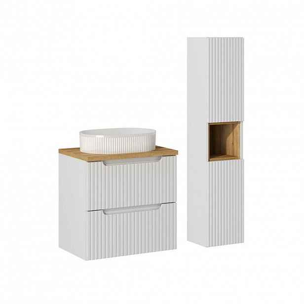 Petits-meubles KOUPELNOVÝ NÁBYTEK 60.4cm Riva 2er-Set Bílá a dřevo