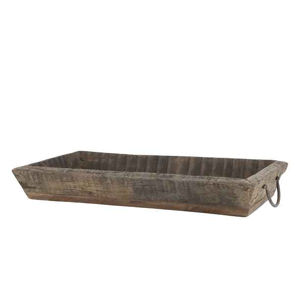 Podnos Grimaud s úchyty z recyklovaného dřeva a železa hnědý Nature – 49*26*7 cm Chic Antique